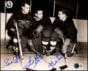 Gordie Howe, Sid Abel, & Ted Lindsay Autographed 8x10 Photo Production Line Beckett BAS #AE85145