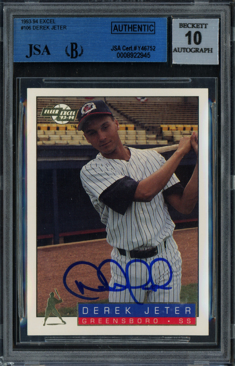 Derek Jeter Autographed 1993-94 Fleer Excel Rookie Card #106 New York Yankees Auto Grade Gem Mint 10 Beckett BAS #8922945