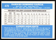 Damaso Garcia Autographed 1982 Donruss Card #479 Toronto Blue Jays SKU #263585