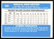 Ron Oester Autographed 1982 Donruss Card #500 Cincinnati Reds SKU #263588