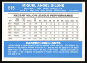 Miguel Dilone Autographed 1982 Donruss Card #515 Cleveland Indians SKU #263589