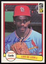 Luis DeLeon Autographed 1982 Donruss Card #588 St. Louis Cardinals SKU #263602