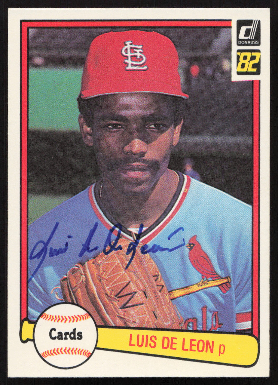 Luis DeLeon Autographed 1982 Donruss Card #588 St. Louis Cardinals SKU #263602