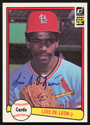 Luis DeLeon Autographed 1982 Donruss Card #588 St. Louis Cardinals SKU #263603