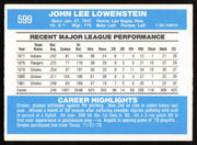 John Lowenstein Autographed 1982 Donruss Card #599 Baltimore Orioles SKU #263604