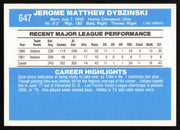 Jerry Dybzinski Autographed 1982 Donruss Card #647 Cleveland Indians SKU #263606