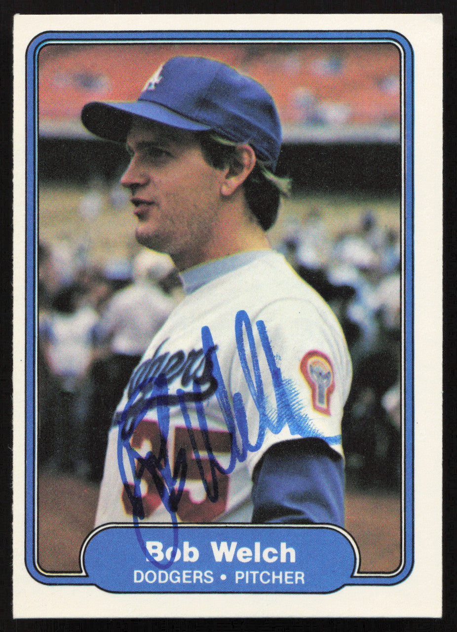Bob Welch Autographed 1982 Fleer Card #28 Los Angeles Dodgers (Smudged) SKU #263610