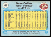 Dave Collins Autographed 1982 Fleer Card #61 Cincinnati Reds SKU #263614