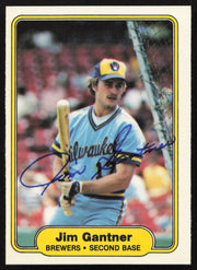 Jim Gantner Autographed 1982 Fleer Card #142 Milwaukee Brewers SKU #263622