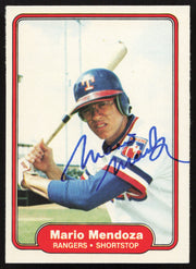 Mario Mendoza Autographed 1982 Fleer Card #325 Texas Rangers SKU #263636