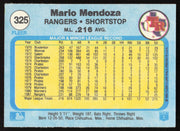 Mario Mendoza Autographed 1982 Fleer Card #325 Texas Rangers SKU #263636