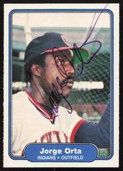 Jorge Orta Autographed 1982 Fleer Card #376 Cleveland Indians SKU #263640