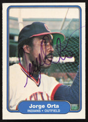 Jorge Orta Autographed 1982 Fleer Card #376 Cleveland Indians SKU #263641