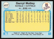 Darryl Motley Autographed 1982 Fleer Card #417 Kansas City Royals SKU #263646