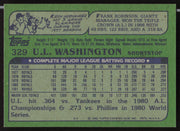 U.L. Washington Autographed 1982 Topps Card #329 Kansas City Royals SKU #263681