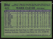 Mark Clear Autographed 1982 Topps Card #421 Boston Red Sox SKU #263686