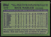 Rick Mahler Autographed 1982 Topps Card #579 Atlanta Braves SKU #263697