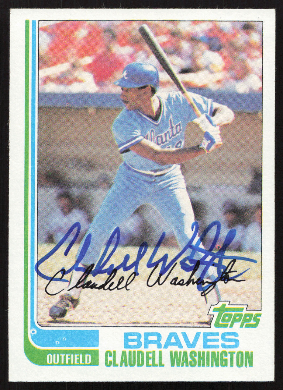 Claudell Washington Autographed 1982 Topps Card #758 Atlanta Braves SKU #263709