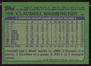 Claudell Washington Autographed 1982 Topps Card #758 Atlanta Braves SKU #263709