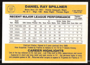 Dan Spillner Autographed 1983 Donruss Card #137 Cleveland Indians SKU #263715