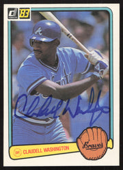 Claudell Washington Autographed 1983 Donruss Card #249 Atlanta Braves SKU #263723