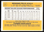 Benny Ayala Autographed 1983 Donruss Card #331 Baltimore Orioles SKU #263727