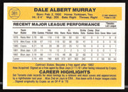 Dale Murray Autographed 1983 Donruss Card #381 Toronto Blue Jays SKU #263733