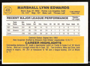 Marshall Edwards Autographed 1983 Donruss Card #406 Milwaukee Brewers SKU #263736