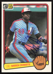 Warren Cromartie Autographed 1983 Donruss Card #466 Montreal Expos SKU #263744