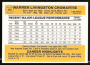 Warren Cromartie Autographed 1983 Donruss Card #466 Montreal Expos SKU #263744