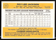 Roy Lee Jackson Autographed 1983 Donruss Card #479 Toronto Blue Jays SKU #263745