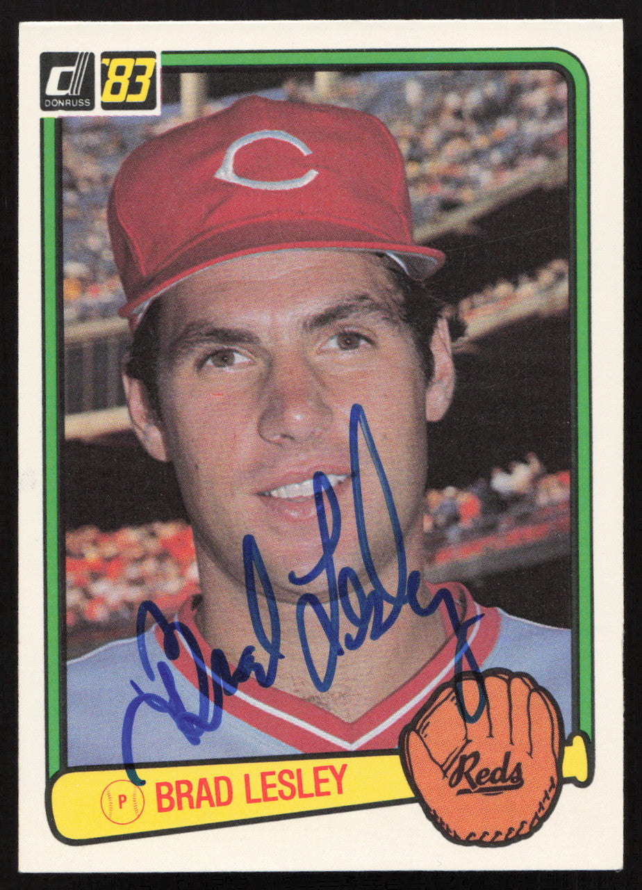 Brad Lesley Autographed 1983 Donruss Rookie Card #547 Cincinnati Reds SKU #263756