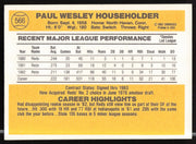 Paul Householder Autographed 1983 Donruss Card #566 Cincinnati Reds SKU #263760