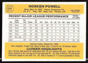 Hosken Powell Autographed 1983 Donruss Card #644 Toronto Blue Jays SKU #263763
