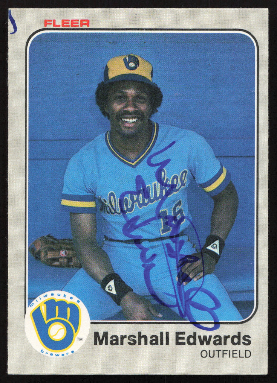 Marshall Edwards Autographed 1983 Fleer Card #32 Milwaukee Brewers SKU #263766