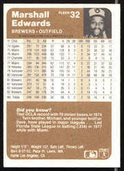Marshall Edwards Autographed 1983 Fleer Card #32 Milwaukee Brewers SKU #263766