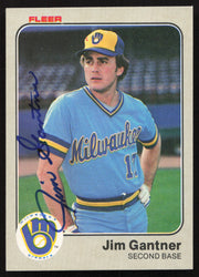 Jim Gantner Autographed 1983 Fleer Card #34 Milwaukee Brewers SKU #263767