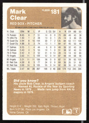 Mark Clear Autographed 1983 Fleer Card #181 Boston Red Sox SKU #263776