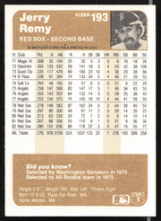 Jerry Remy Autographed 1983 Fleer Card #193 Boston Red Sox SKU #263778