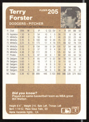 Terry Forster Autographed 1983 Fleer Card #205 Los Angeles Dodgers SKU #263779