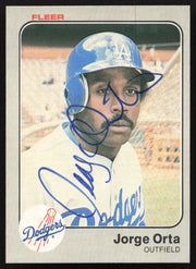 Jorge Orta Autographed 1983 Fleer Card #215 Los Angeles Dodgers SKU #263780