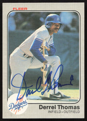 Derrel Thomas Autographed 1983 Fleer Card #223 Los Angeles Dodgers SKU #263781