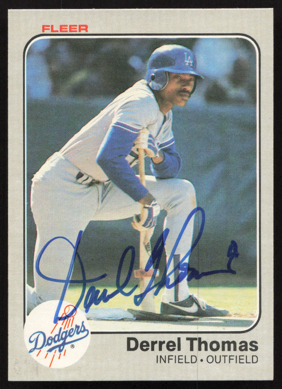 Derrel Thomas Autographed 1983 Fleer Card #223 Los Angeles Dodgers SKU #263781