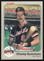 Champ Summers Autographed 1983 Fleer Card #274 San Francisco Giants SKU #263782