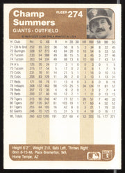 Champ Summers Autographed 1983 Fleer Card #274 San Francisco Giants SKU #263782