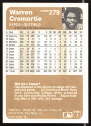 Warren Cromartie Autographed 1983 Fleer Card #279 Montreal Expos SKU #263783