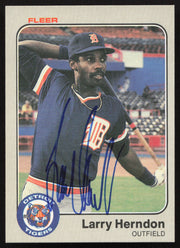 Larry Herndon Autographed 1983 Fleer Card #330 Detroit Tigers SKU #263784