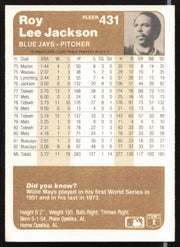 Roy Lee Jackson Autographed 1983 Fleer Card #431 Toronto Blue Jays SKU #263793
