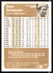 Dan Driessen Autographed 1983 Fleer Card #589 Cincinnati Reds SKU #263800