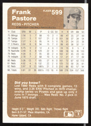 Frank Pastore Autographed 1983 Fleer Card #599 Cincinnati Reds SKU #263802